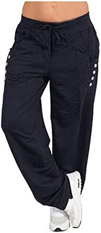 KIKX0DE לנשים סתירות מזדמנת מכתניים גבוהות מכנסי טרנינג רחבים מכנסיים רצים ברגליים ישרות עם מכנסי טרקלין