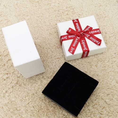 Qixivcom קופסת קשת לבנה קופסת מתנה מרובע אריזת תכשיטים קופסת מתנה שרשרת טבעת עגיל קופסא אחסון קופסת