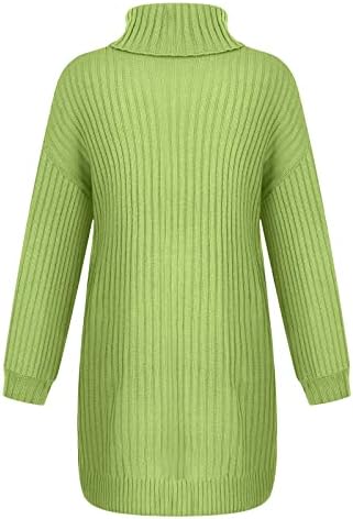 שמלת סוודר לנשים אלגנטיות גולף גולף סוודר שרוול בלון ארוך שמלות סוודר אורך ברך באורך ברך