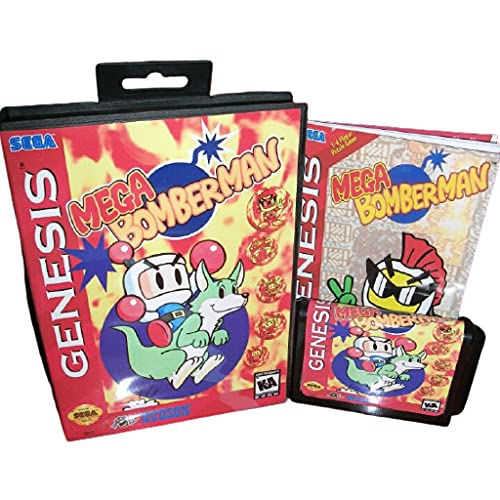Aditi Mega Bomber Man Us Cover עם קופסה ומדריך לסגה מגדרייב ג'נסיס קונסולת משחקי וידאו 16 סיביות כרטיס