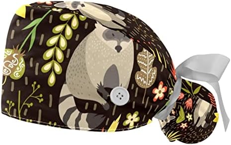 חיות חזיר 2 PCS כובעי בופנט מתכווננים עם כפתורים וכיסויי עניבת ראש סרט זיעה