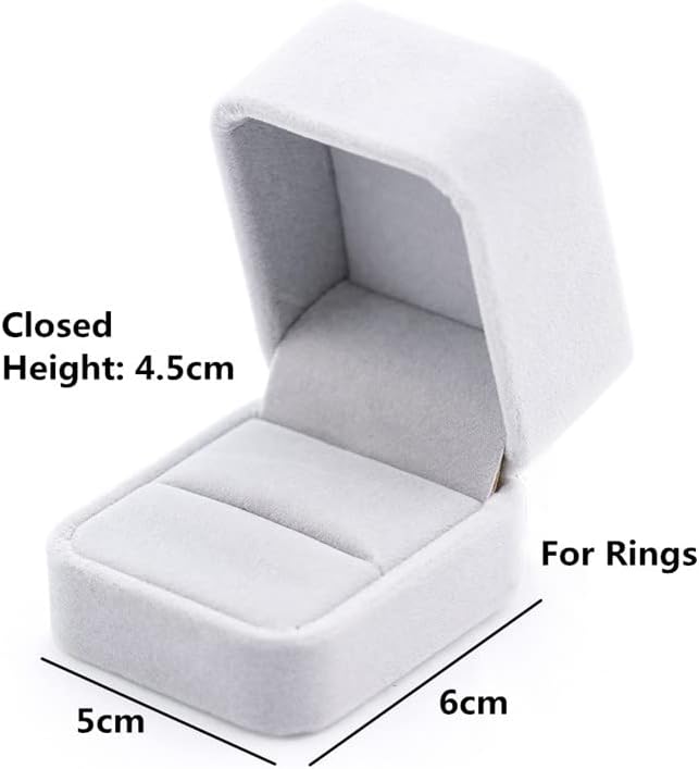 קופסאות בד קטיפה של אוילמה קופסאות מינימליזם קופסאות תכשיטים אביזרי תצוגה חתונה - אפור - מצופה כסף -24120
