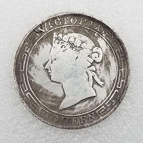 מלאכות עתיקות 1867 הונג קונג פליז זיכרון פליז כסף מצופה כסף מיושן דולר 0139
