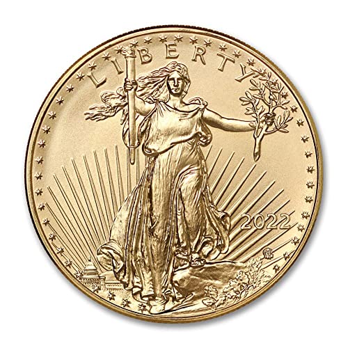 2022 אין סימן מנטה 1/2 גרם אמריקן גולד נשר מטבע מטבע מבריק ללא סירוג