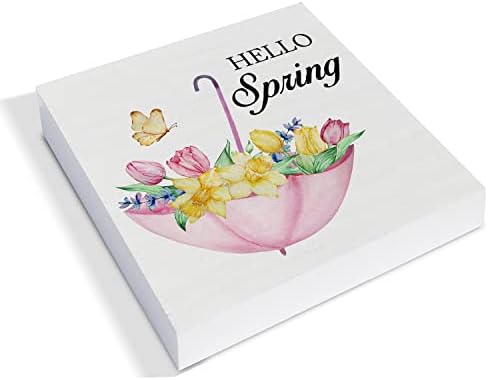 בית חווה כפרי שלום פרחי אביב מטרייה קופסת עץ שלט עיצוב שולחן שולחן פרחוני ציטוט קפיצ