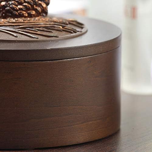 QTT קופסת תכשיטים עגולה עץ פשוט בסגנון אירופאי שולחן עבודה קופסת גימור קופסה דקורטיבית עגילי עגילי שרשרת