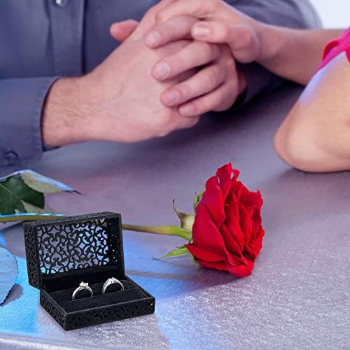 קופסת נושאי טבעת עיצוב, ארגז טבעת כפול, ארגז טבעת קטיפה חלולה, מחזיק טבעת לטקס חתונה