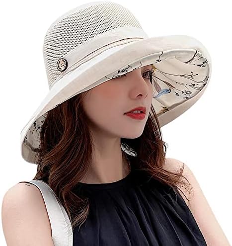 רשת שמש כובעי כובע דיג מתקפל לנשים שוליים רחבים קיץ חיצוני הגנת UV חוף דלי חוף עם רצועת סנטר