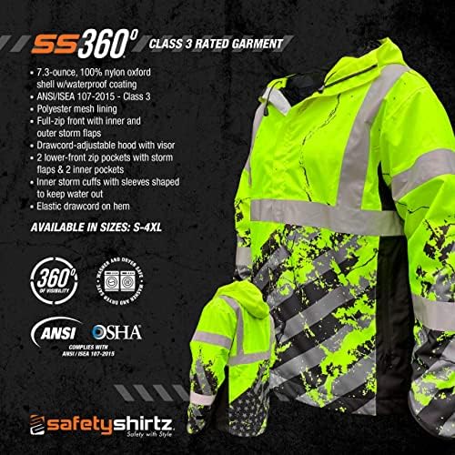 Safetyshirtz SS360 ז'קט גשם אמריקאי - ANSI Class 3 - בטיחות ירוק