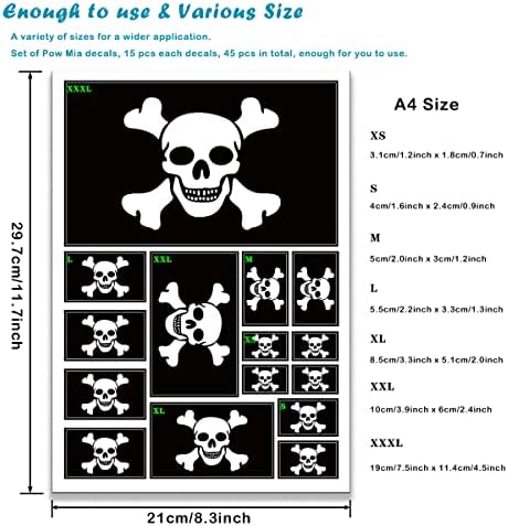 QQSD Pirate Jolly Roger מדבקה מדבקות מדבקות פיראטים בגדלים מרובים