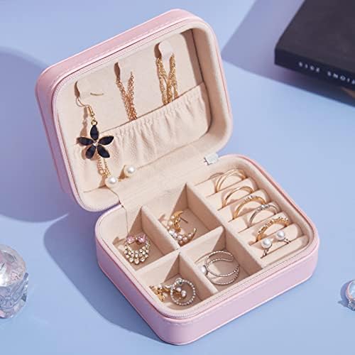 קופסת תכשיטים, ריבוי רשת תכשיטים קופסת תכשיטים מרובעת עור עגיל שמירת עור עבור מארגן תכשיטים לאישה לטבעת