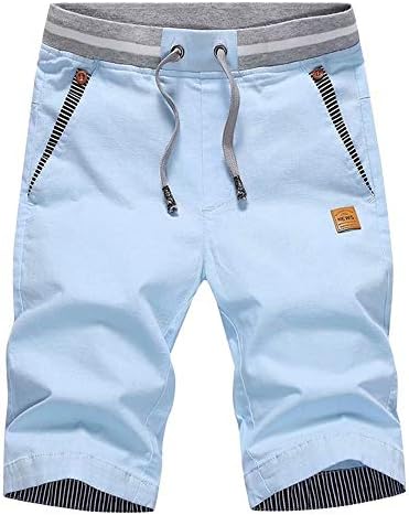 מכנסיים קצרים מזדמנים של ילד גדול קיץ כותנה התאמה קלאסית שרוך מכנסיים קצרים חוף מותניים אלסטיים עם כיסים