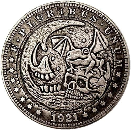 מטבע אתגר 1921 שלד שלד פיראט עתיק מטבע נחושת מטבע קופיקציה מתנות אוסף מטבעות