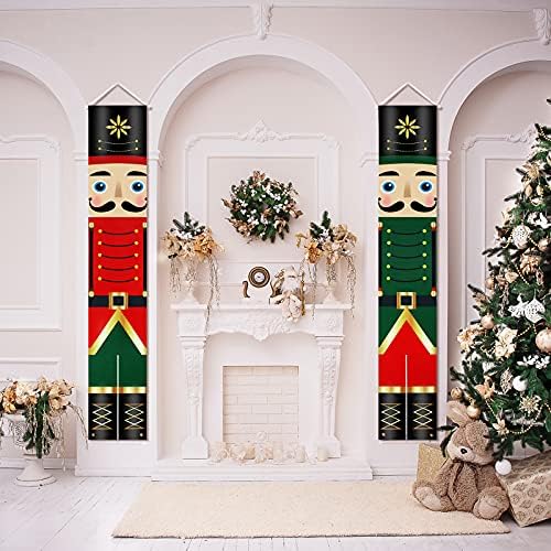 מכה אגוזים קישוטי כרזות לחג המולד, שלט מרפסת חג המולד של סולידר XMAN תלייה באנר לקיר קדמי מחוץ לדלת