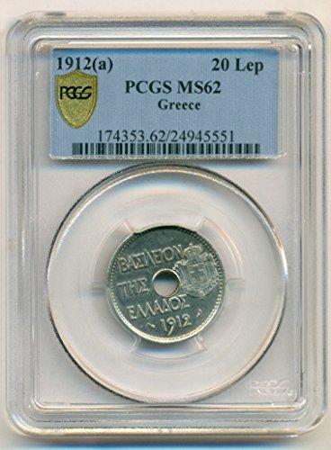 1912 GR יוון - ג'ורג 'I 20 LEPTA MS62 PCGs Secure