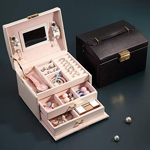MJCSNH קופסאות תכשיטים עגילי שרשרת עגילי מרקם פשוט קופסא אחסון קופסת קופסה קוריאנית תיבת אחסון ניידים