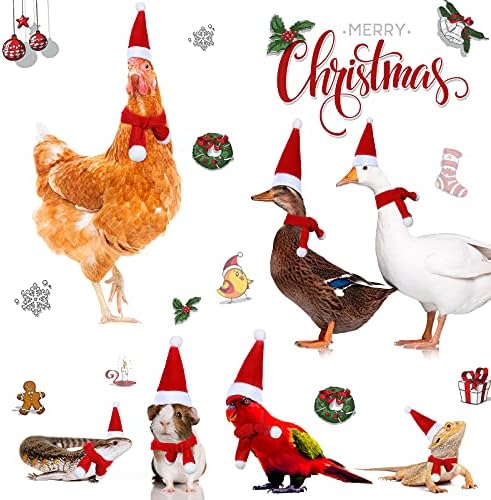 Frienda 24 חתיכות חג המולד כובע עוף חיות מחמד צעיף צעיף חג המולד סנטה גלימת תרנגולות כובע סנטה קלאוס