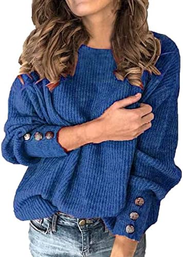 קפוצ'ונים של נוקמופו פלוס גודל לנשים אופנה לנשים סוודר בצבע אחיד סוודר צוואר עגול סוודר שרוול ארוך