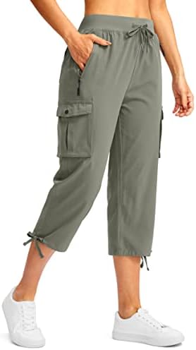 מכנסי קפריס של מטען לנשים של Soothfeel עם 6 כיסים קלים משקל קלים נסיעות יבש מהירות טיול מכנסי קיץ לנשים