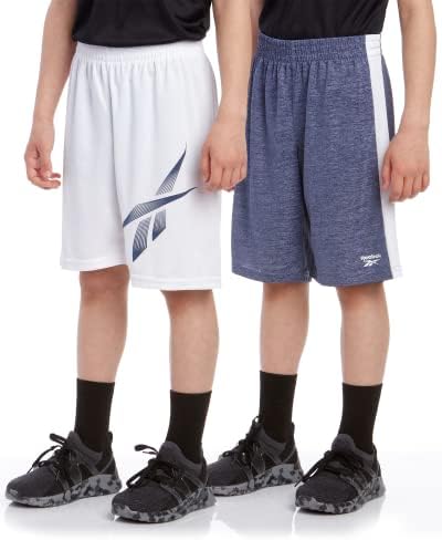 ריבוק בנים פעיל מכנסיים קצרים-2 חבילה אתלטי ביצועים יבש כושר כושר כדורסל מכנסיים קצרים