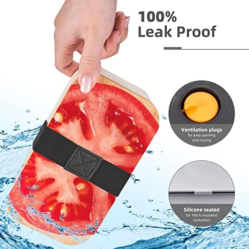 קופסת בנטו של פרוסת עגבניות עם רצועה מתכווננת משודרגת, מיכל אוכל אטום דליפה לשימוש חוזר, BPA בחינם,
