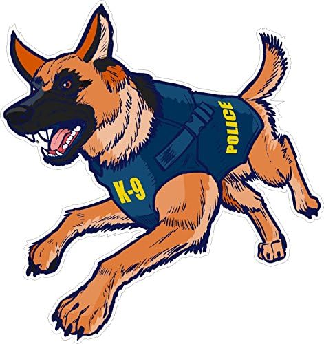 כלב משטרת מצויר רועה גרמני K -9 4x4.5 אינץ 'אמריקה ארצות הברית מדבקת צבע מדבקות מדינות ויניל - תוצרת