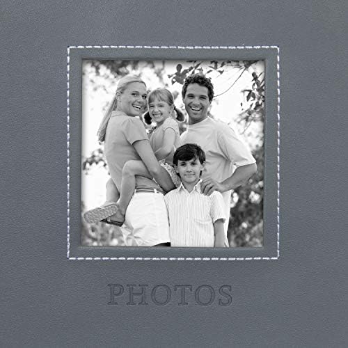 אלבום צילומי עור דמוי דמוי דמוי, מכיל 100 5x7 או 200 תמונות 4x6, סט של 4, אפור