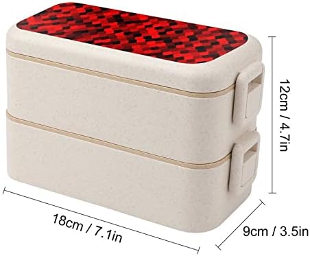 דפוס סולם אדום של אדום סולם כפול ערימה בנטו קופסת ארוחת צהריים לשימוש חוזר של ארוחת צהריים עם כלי אוכל