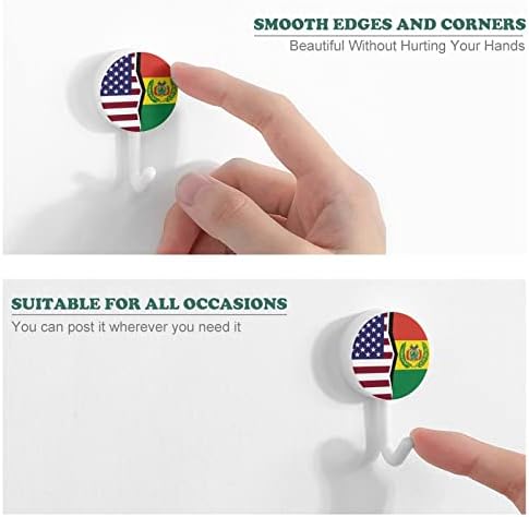 דגל אמריקאי ובוליביה ווים פלסטיק עגולים ווים דבק לשימוש חוזר ווים קיר לתלייה לחדר אמבטיה מטבח 10 חבילות
