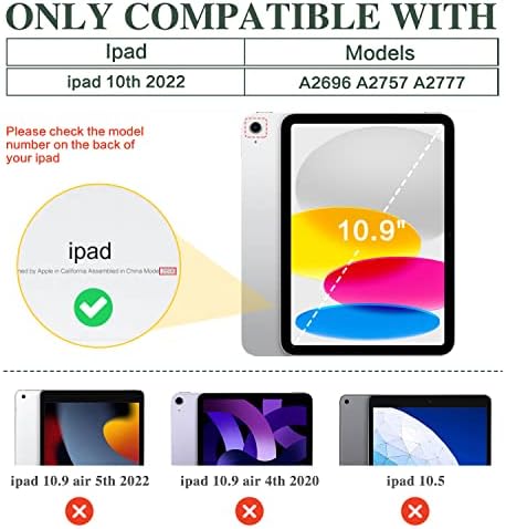 מארז הדור העשירי של iPad, Vimorco iPad 10.9 אינץ 'מארז 2022, כיסוי מתכוונן לעור עור Premium, שינה אוטומטית/Wake,
