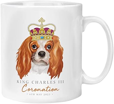 ספל קפה מצחיק, ספל קפה קרמיקה 350 מ ל מלך צ 'ארלס השלישי, קישוטי הכתרה כוס תה עם ידית בצורת ג, מלך צ'