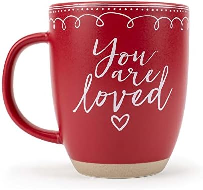 אלנזה עיצובים אהב גלם חימר תחתון אדום 16 אונקיה קרמיקה חג המולד קפה ספל