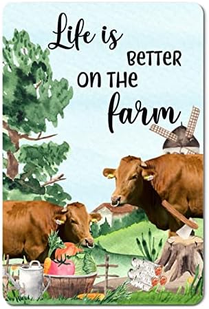 החיים של שלט מתכת וינטג 'טובים יותר על חוות החווה של חווה פרה קריקטורה קולנועית אלומיניום אלומיניום