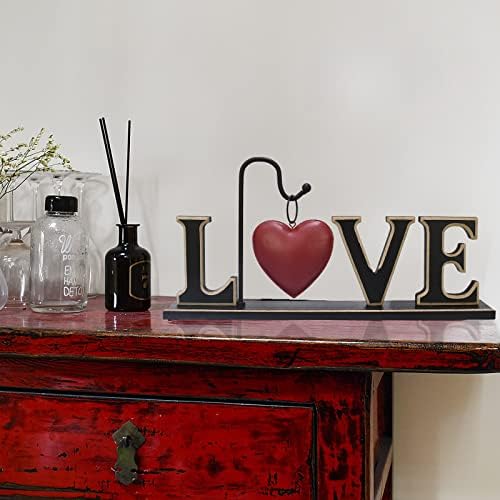 שלט אהבת עץ לעיצוב הבית שולחן שולחן מכתב עליון, גזרת עץ דקורטיבית אהבה מרכזית מילה מרכזי