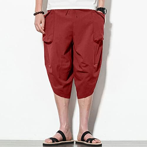 מכנסיים מחודדים בתוספת גודל טיולים זכריים מפוצלים מכנסי מותניים אלסטיים אופנתיים קיץ מגניב בגיס בצבע