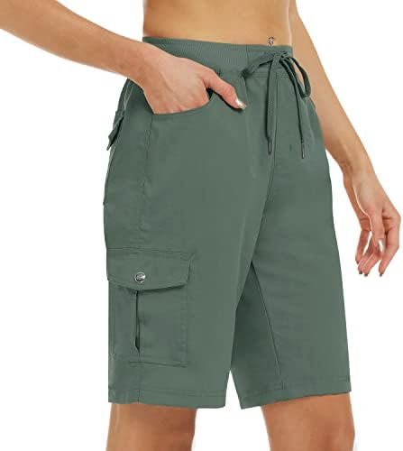 MOFIZ לנשים 10 מכנסי מטען קצרים 6 כיסים קלים משקל קל יבש חיצוני ריצה אתלטית קצרת נסיעות קיץ רופפות
