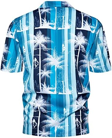 חולצות הוואי של XXBR גברים שרוול קצר עץ טרופי כפתור הדפסת צמרות וינטג