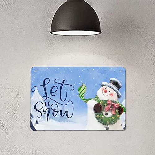 חג המולד תן לזה שלט שלג פח שלג חורפי אלומיניום פח פח שלט חורף סצנת קיר אמנות שלט מסיבת חג המולד עיצוב