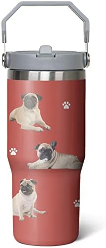 בקבוק מים כלבים של פוג, כוסות נסיעה מבודדות מפלדת אל חלד עם כוסות קפה עם ידית, 30 גרם