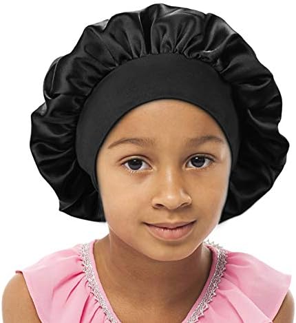 ילדים סאטן מצנפת שכבה כפולה רחב גומייה שינה כובע שיער מצנפת משיי לילה כובע עבור בנות פעוט ילד