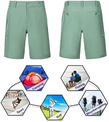 AKSIT גברים מכנסיים קצרים קדמיים שטוחים Mens Mens Classic-Fit מכנסיים לטיולים חיצוניים גולף קצר