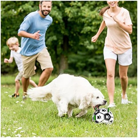 Zocapuy צעצועי כלבים אינטראקטיביים כדור כדורגל כדור כדורגל עם פעמון חיית מחמד לאילוף ליום הולדת לכלבים