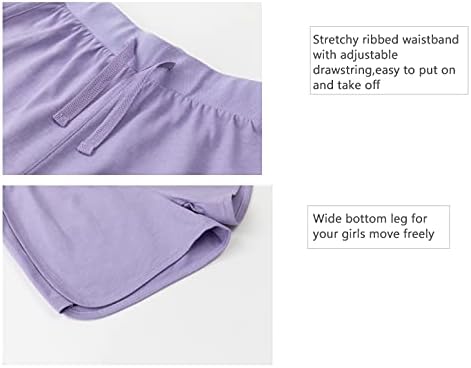 בנות כותנה מכנסיים ספורט מכנסי ריצה עם חגורת גומי אימון מכנסיים קצרים עבור בנות גודל 3-12 שנים
