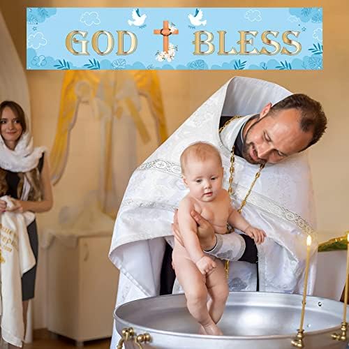 קימיני-קי כחול אלוהים ברך באנר, כרזה קרוס לאגר, טבילה ראשונה טבילה קישוטים למסיבות מקלחת לתינוקות, קומוניון