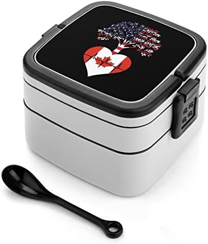 קנדה ארהב הדפסת פעימות לב שורש הכל בקופסת בנטו אחת מיכל ארוחת צהריים למבוגרים עם כף לבית ספר/עבודה/פיקניק